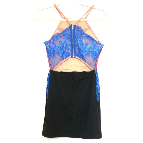 Topshop Color Block Lace Mini Dress - Picture 2 of 3